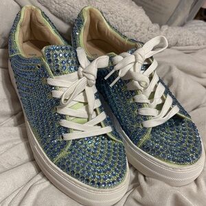 Betsey Johnson Blue Rhinestone Sneakers